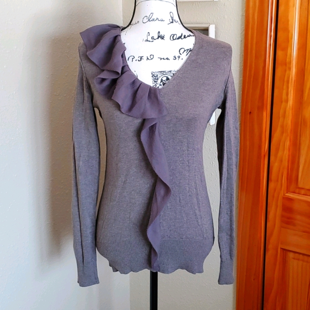 Ann Taylor LOFT 100% Pima Cotton Sweater Taupe Size SMALL